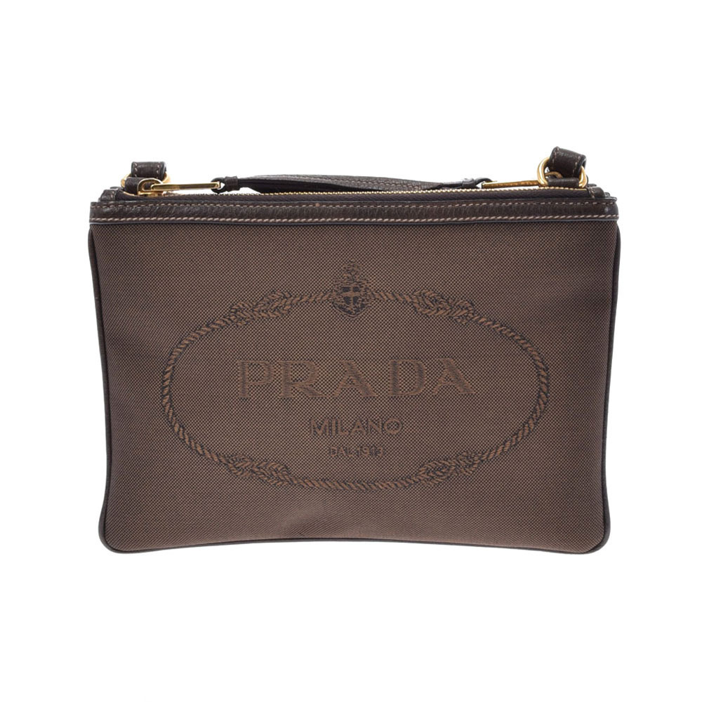 PRADA Brown Canvas Shoulder Bag